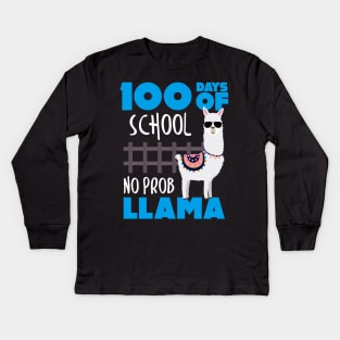 100 Days of School? No Prob Llama Student Teacher Kids Long Sleeve T-Shirt